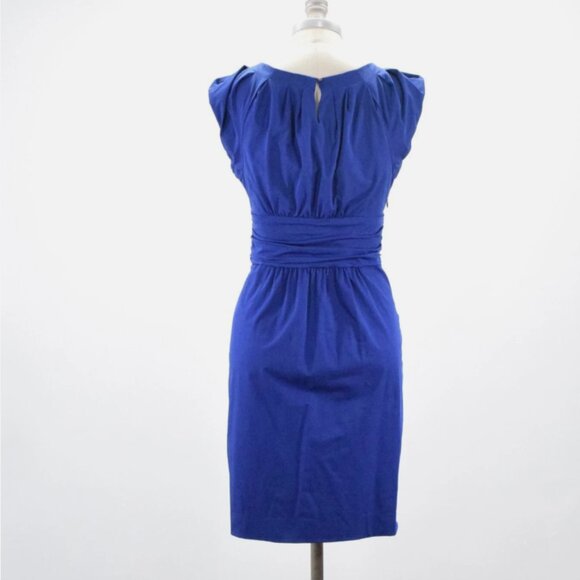 Diane von Furstenberg Dress Royal Blue Stretch Woven Cap-Sleeve Size 8 - Picture 4 of 10